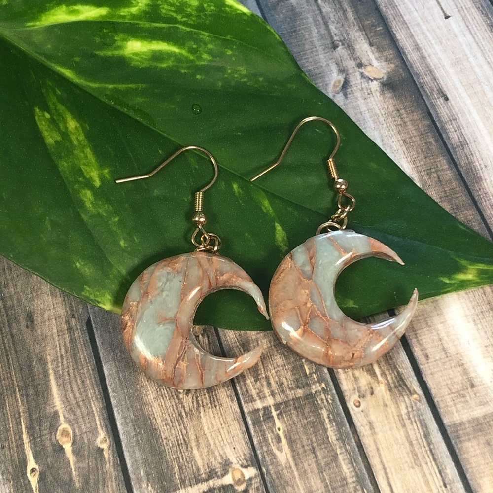 Blue and Light Copper Moon Quartz Polymer Clay Han